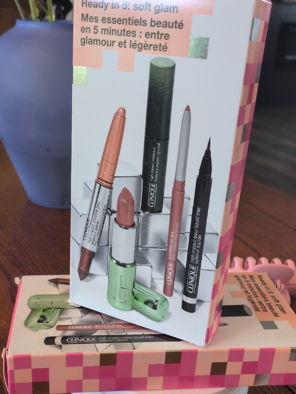 Clinique Women's Lipstick & Eye Set — Rose, Nude, Peach Tones